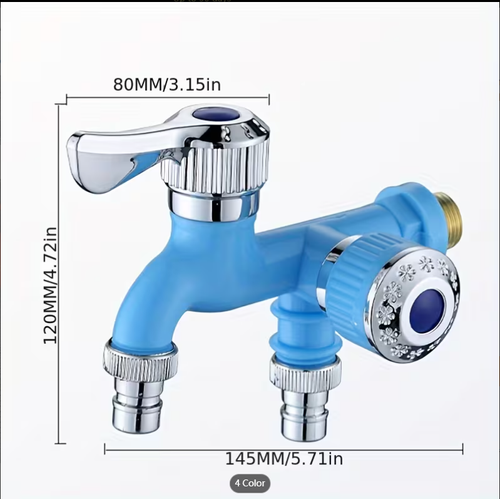 Dual-Head Quick-Open Multifunctional Washing Machine Faucet 2.54 cm 2 Out 3-Way Mop Pool Single Cold Washing Machine Faucet 4-Point Single Cold Plastic Dual-Use