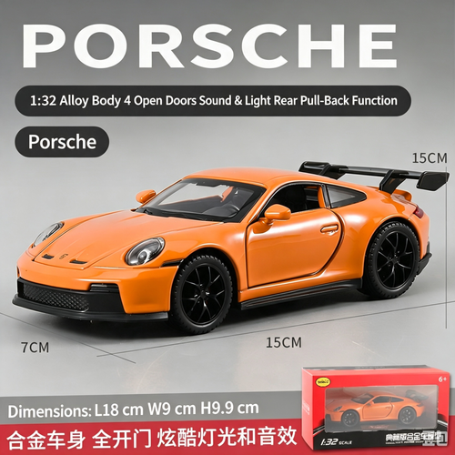 Porsche 911 Targa Diecast Model Car 1:32 Scale, Sports Car Collectible with Lights and Opening Doors, Gift for Car Lovers