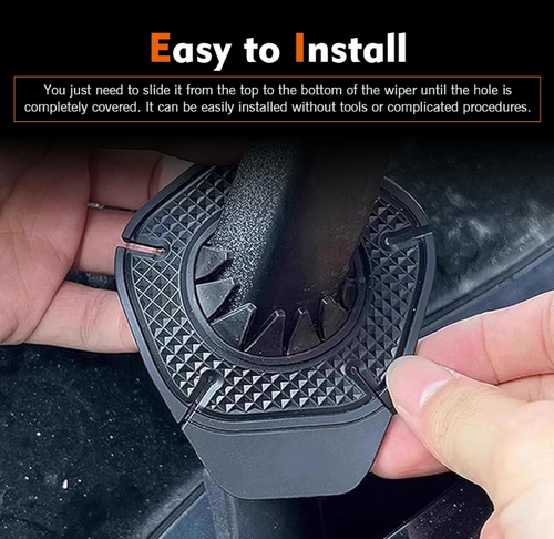 4Pack Car Wiper Arm Hole Protection Pad, Noiseless Silicone Dust Cover, Car Windshield Wiper Arm Hole Plug Protection Cover for Various Types of Car Wiper Parts (Black)