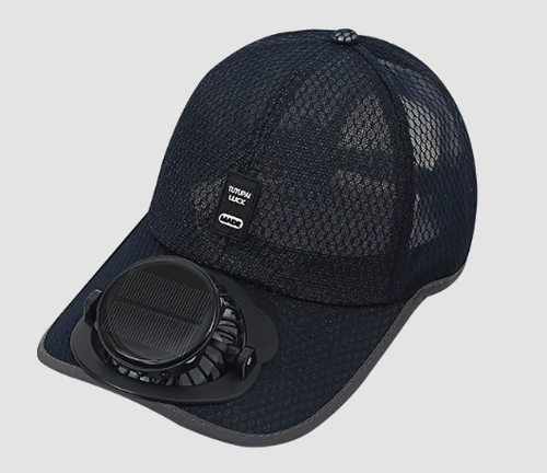 Adults Mesh Baseball Cap Fishing Beach Hats with Solar Fan, Summer UV Protection Sun Hat, Solar Powered USB Charging Sunhat
