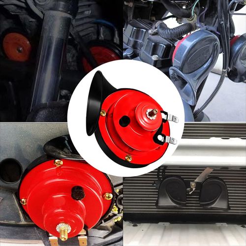 12V Waterproof Air Horns Replacement Kit, Car Air Electric Snail Horn, Automotive Accessories Universal for Car, Motorcycle, Truck, Bike, Boat (Red)