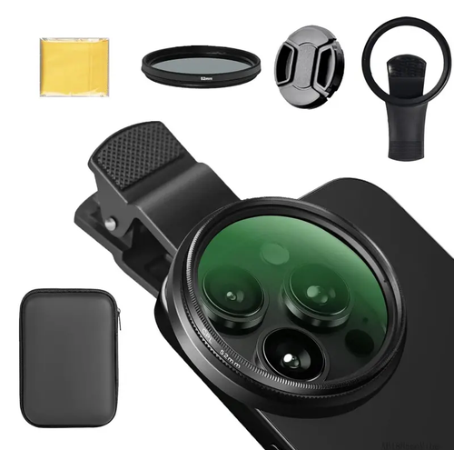 52mm Clip-On Circular Polarizer (CPL) Circular Filter - Ultra Slim, Multi-Coated Cellphone Mobile Camera Accessory