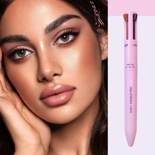 4-in-1 Makeup Pencil, Highlighter, Eyeliner, Brow & Lip Liner, Waterproof, All in One Travel Makeup Pencil