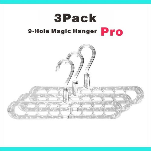 Transparent 9-Hole Rotating Hanger – Multifunctional Space-Saving Organizer for Home Wardrobes