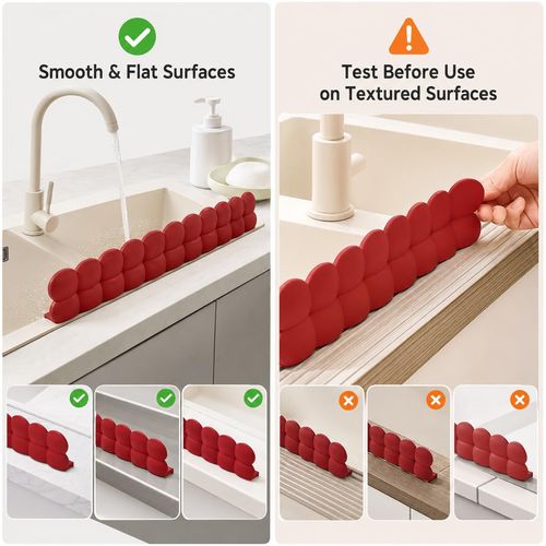 Suction-Cup Silicone Water Barrier Strip – Splash Guard for Kitchen Sinks & Bathroom Washbasins