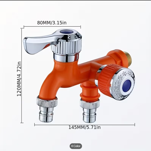 Dual-Head Quick-Open Multifunctional Washing Machine Faucet 2.54 cm 2 Out 3-Way Mop Pool Single Cold Washing Machine Faucet 4-Point Single Cold Plastic Dual-Use