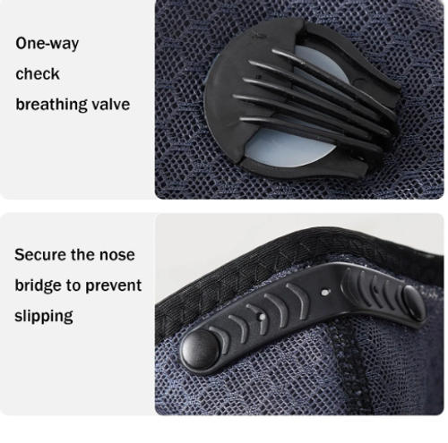 Reusable Carbon Filter Dust Mask, Anti-Sun, 5-Layer Filter Face Protection Mask with Adjustable Goggles, Windproof Face Covering Mask for Motorcycle Riding, Cycling, Travel, Black