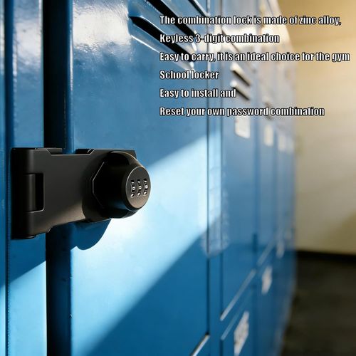 Double Door Cabinet Combination Lock, 3-Digit Password Keyless Hasp Lock for Kitchen Cabinets, File Drawers & Storage Boxes, Easy-Mount Security Lock