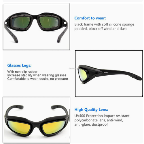 Daisy C5 Military Tactical Goggles, Outdoor Shooting CS Windproof and Impact-Resistant Sunglasses, Four-Lens Set  Military Enthusiast C5 Tactical Glasses, Outdoor Cycling Windproof and Sandproof Goggles, CS Field Riot Shooting Sunglasses  Daisy C5 Multi-functional Goggles, Polarized UV Protection, Universal Tactical Sunglasses for Outdoor Shooting, Cycling, and Hiking