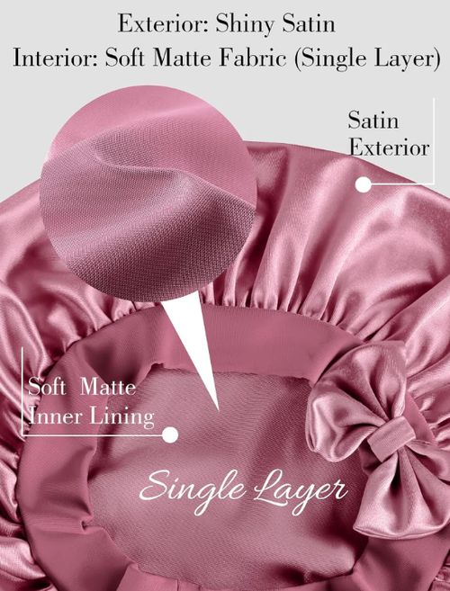 Heatless Curl Satin Bonnet for Sleeping, No Slip Sleep Bonnet with Long Curling Ribbons for Braids & Long Hair