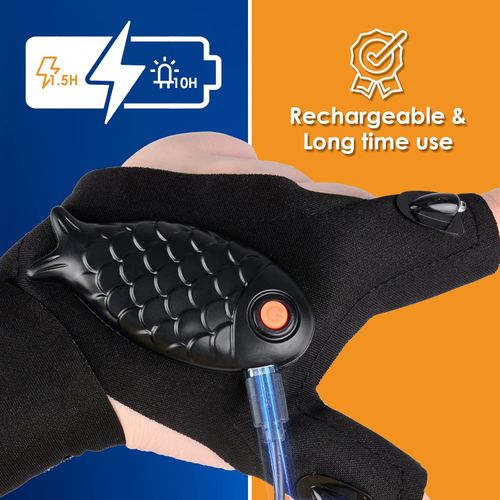 1 Pair LED Flashlight Gloves , Rechargeable Hands Free Flashlights for Fishing Camping Repairing, LED Gloves Cool Gadgets .