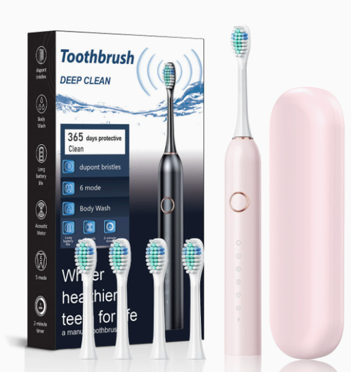 New 6-Mode Electric Toothbrush for Adults – TPC Rechargeable, Soft-Bristle Cleaning