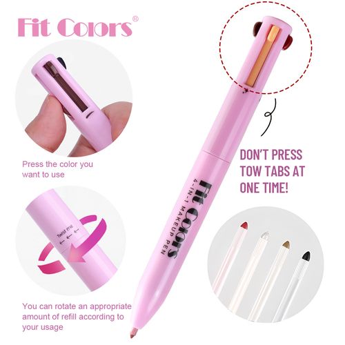 4-in-1 Makeup Pencil, Highlighter, Eyeliner, Brow & Lip Liner, Waterproof, All in One Travel Makeup Pencil
