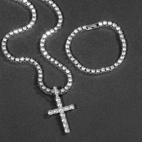 Diamond Cross & Tennis Chain Bundle