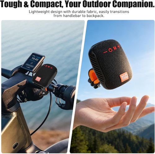 Portable Bluetooth Speaker for Bike, Bluetooth Handlebar Speaker, Dual Pairing, FM Radio, Outdoor Speaker for Riding Bike Hiking Camping