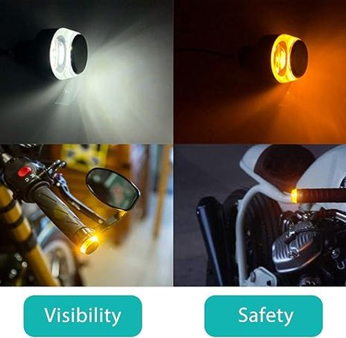 TOPKU Motorcycle Turn Signal Light Grip Bar Plug Strobe Side Marker End LED Handlebar Motorcycle Handle Bar Grip Plug Side Marker Lamp Accessory 2-Pack