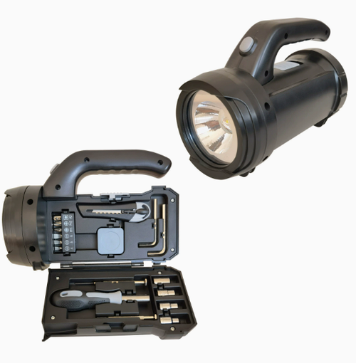 Outdoor portable lighting tool set, multi-functional flashlight with built-in light, household hardware set, household repair tool set, portable storage combination set with built-in light and flashlight.