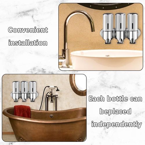 Wall-Mounted Stainless Steel Manual Soap Shower Gel Dispenser – Electroplated Finish for Hotel Bathrooms