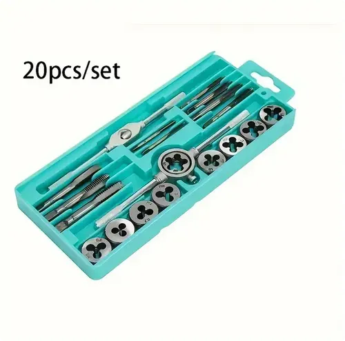 20 PCS Tap and Die Set - Metric Size M3, M4, M5, M6, M7, M8, M9, M10, M12 Tap Set and Die Set Threads Tapping Threading Tool Kit with Wrench Handle, Storage Box