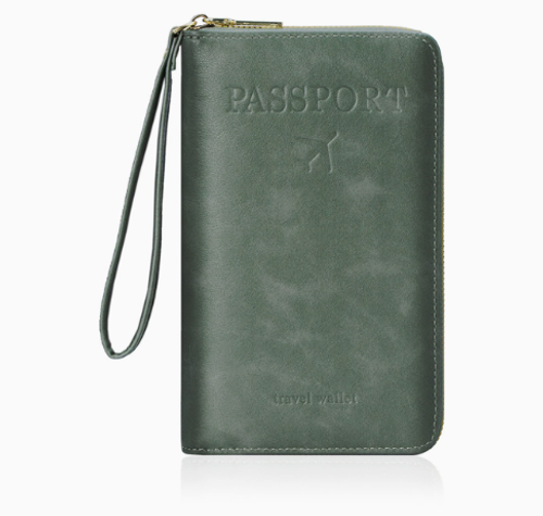 Blocking Passport Holder Travel Wallet, Slim Zipper Card Case with ID Window, Boarding Pass Slot & Credit Card Organizer for Men and Women.