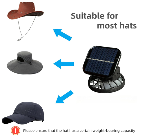 Generic Solar Fan Hat - Outdoor Solar Powered Fan Hat Accessory, Two Power Supply Modes, Black