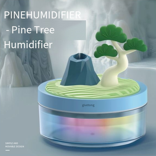 Landscape Green Plant Air Humidifier, Desktop USB Seven-Color Ambient Spray Aroma Diffuser, Car and Home Silent Mini Desktop Plant Humidifier, Seven-Color Night Light Spray Hydration Device, Car Aroma Diffuser, Creative Small Gift