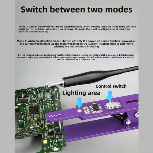 M191 Dual-Mode Power Tester with Battery Clips for iPhone, Android, and iPad – 0.01A Power Leakage Detector with One-Button Start for Motherboard Repair