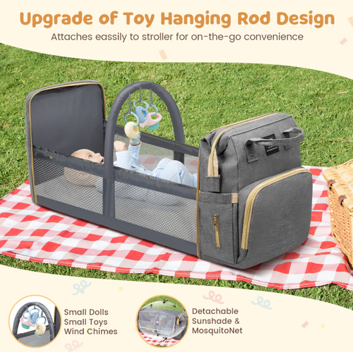 Baby Diaper Bag Backpack with Changing Station Diaper Bags for Baby Bags for Boys Girl Diper Bag with Bassinet Bed Mat Pad Men Dad Mom Travel Waterproof Stroller Straps Large Capacity