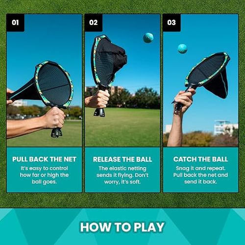 Waboba Slingair Slingair Slingshot Capture & Launch Game - One Motion Air Paddle Game with 2 Rackets and 2 Soft Balls, Indoor Outdoor Active Capture Game for Kids | One‑Motion Sling Air Paddle Capture Game for Indoor and Outdoor Kids and Families