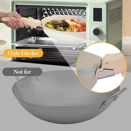 Removable Pot Handle Cream Beige, Universal Pan Handle, Replacement Handle for Pots and Pans, Fits All Cookware, Includes,Spatula Rest,Drip Pad,Durable,Heat-Resistant