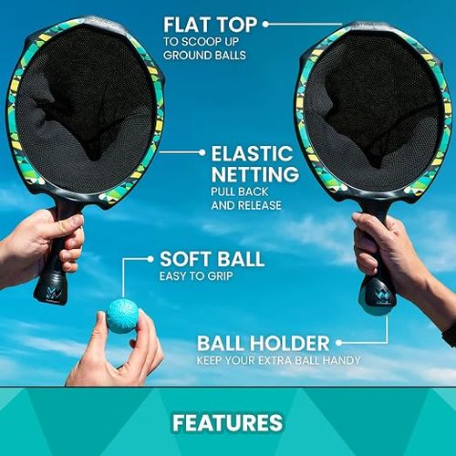 Waboba Slingair Slingair Slingshot Capture & Launch Game - One Motion Air Paddle Game with 2 Rackets and 2 Soft Balls, Indoor Outdoor Active Capture Game for Kids | One‑Motion Sling Air Paddle Capture Game for Indoor and Outdoor Kids and Families