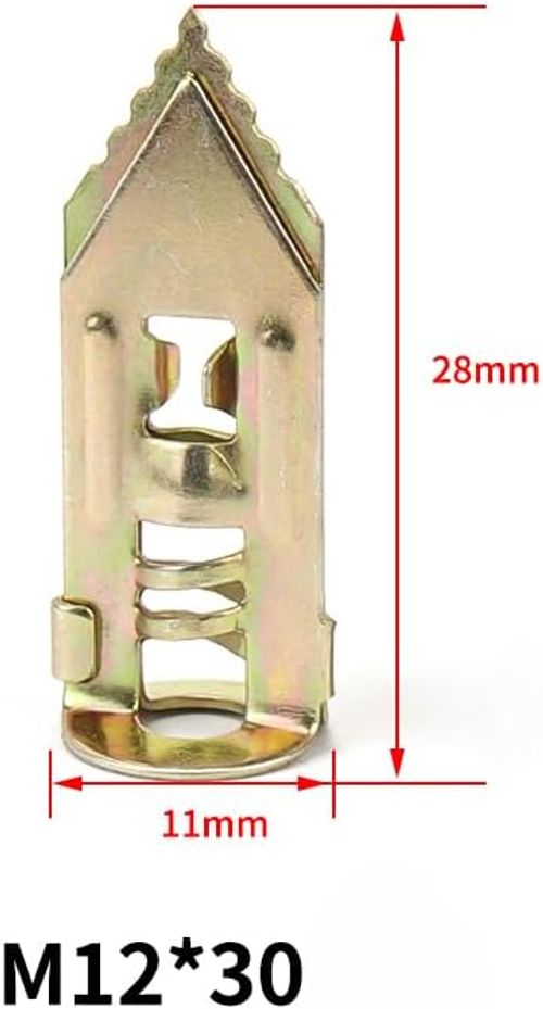 100 Pieces Gypsum Board Anchors Punching Anchors 12 x 30 Strong Board Anchor Screws Rotation Prevention Fixing Fixing Easy Installation Screws 4 x 30 For Punching Holes (12 x 30 + Screw B (4 x 30))