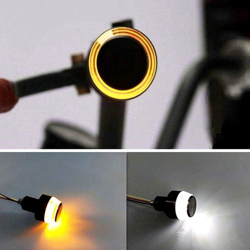 TOPKU Motorcycle Turn Signal Light Grip Bar Plug Strobe Side Marker End LED Handlebar Motorcycle Handle Bar Grip Plug Side Marker Lamp Accessory 2-Pack