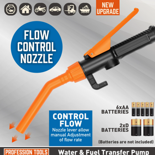 Battery-Operated Portable Fuel Transfer Pump with Hose – Ideal for Outdoor Use, Auto Repair, and Liquid Transfer