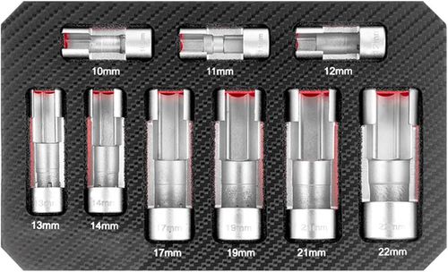 Socket Set for O2 Oxygen Sensors 9 Pieces Socket Set for O2 Sensors Sensor Removal Tool Wrench for Oxygen Sensors 10-22mm