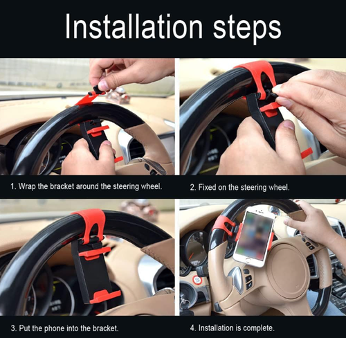 Car Steering Wheel Phone Mount,  Portable Electronic Device Mount