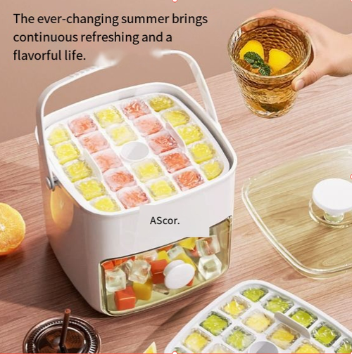 Press-type ice cube tray, large capacity food-grade ice maker, ice ball freezer, ice storage device, food-grade quick-release ice tray, large capacity ice cube and ice ball storage box for refrigerators.
