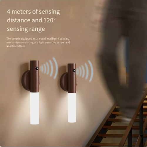 Night Light Motion Sensor, for Kids Toddler Baby Nursery, Magnetic Rechargeable LED Wall Lamp, Portable Wooden Wall Sconce, Battery USB Touch, for Bedrooms Corridors Stairs Bathroom