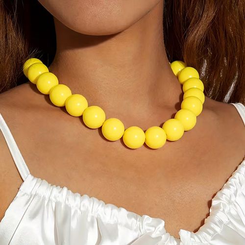 Boho Holiday Party Exaggerated Large Acrylic Candy Beads Necklace