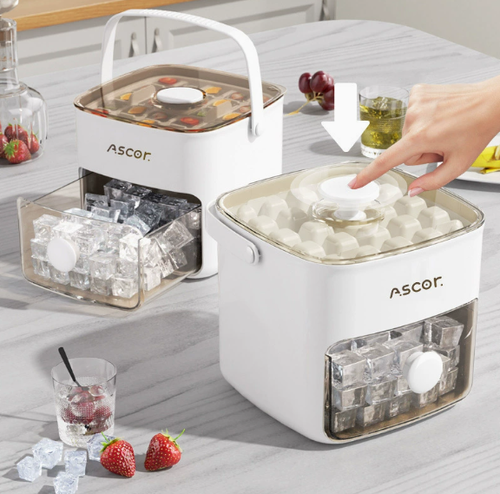 Press-type ice cube tray, large capacity food-grade ice maker, ice ball freezer, ice storage device, food-grade quick-release ice tray, large capacity ice cube and ice ball storage box for refrigerators.