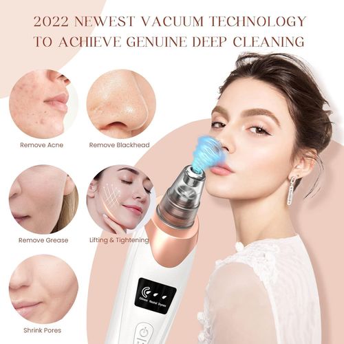 2026 Pore Vacuum, USB Rechargeable Blackhead Remover Vacuum,3 Levels Adjustable Pore Vacuum Blackhead Remover, with 5 Suction Power,Face Vacuum Pore Cleanser for Women & Men-White