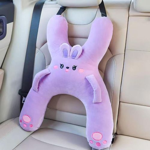 Cute Cartoon Car Headrest & Lumbar Support Pillow – Kids' Travel Sleep Aid for Back Seats (Prevents Neck Chafing)