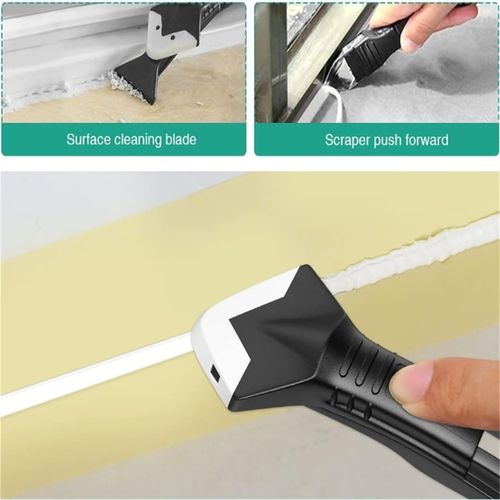 Caulk Remover Scraper, Silicone Caulking Tool, 3 in 1 Grout Remover Tool,Sealant Finishing Tool Grout Remove Scraper Kit  for Bathroom, Kitchen, Floor, Window, Frames Seal