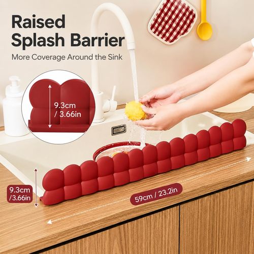 Suction-Cup Silicone Water Barrier Strip – Splash Guard for Kitchen Sinks & Bathroom Washbasins