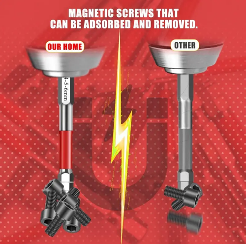 6-Piece Metal Hex Socket Screwdriver Bit Set with Hex Shanks, Pagoda Centering Internal Design, Tightens 1.5mm-6mm Millimeters Nuts, Magnetic Tips, Compatible with Drills  Wrenches, for Tools and Gadgets, Construction, Household Work