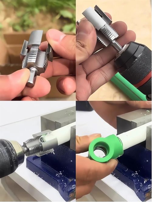 Pipe Threading Tool Kit with Internal & External Threader, Pipe Thread Cutting Tool, Electric Drill Compatible PVC Pipe Threader Kit, Pipe Sizes Rethreading Tool