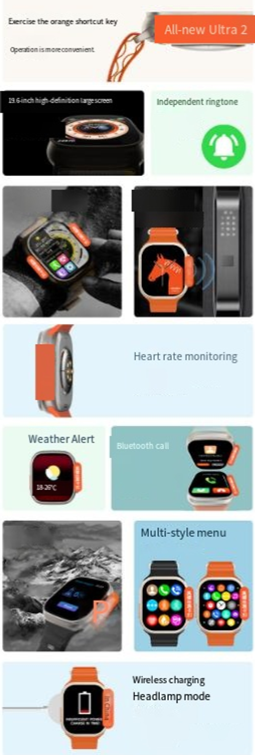 900Ultra2 Smartwatch, S9Ultra2 Heart Rate and Blood Pressure Health Sports Watch for Men and Women, C900Ultra2 Smartwatch with Heart Rate and Blood Oxygen Monitoring, Bluetooth Calling