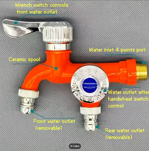 Dual-Head Quick-Open Multifunctional Washing Machine Faucet 2.54 cm 2 Out 3-Way Mop Pool Single Cold Washing Machine Faucet 4-Point Single Cold Plastic Dual-Use