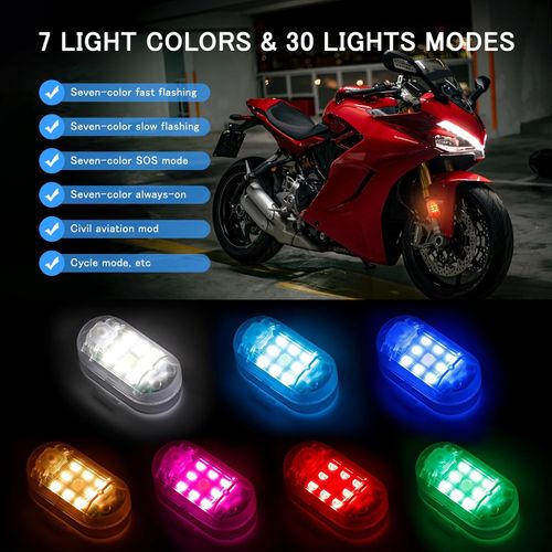 2Pcs Wireless Strobe Lights with Remote - MIRUNNY 7 Colors High Brightness Anti Collision Flashing Lights USB Rechargeable for Drone Aircraft Trucks Motorcycle Car Bike