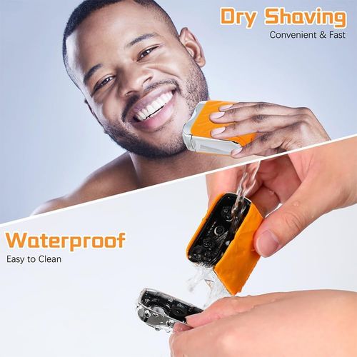 Luggage Electric Shaver, Electric Mini Portable Razor, New Beard Shaver Mini and Portable Suitcase Design, Ipx7 Waterproof and Pocket, Double-Ring Magnetic, 1 Button Long Lasting, for Men